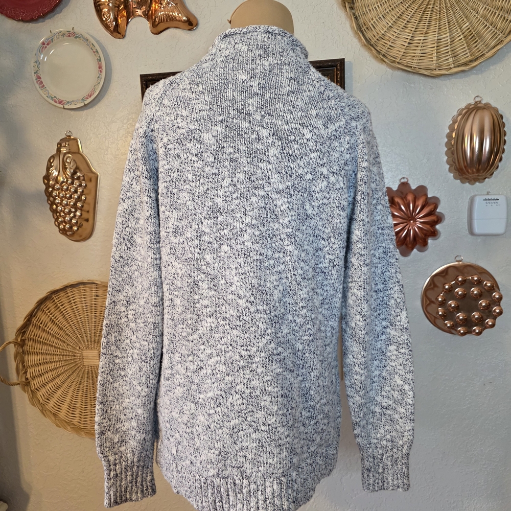 L.L. Bean Fisherman Core, Cottagecore, Cabincore Navy & White Turtleneck Sweater - Picture 6 of 9
